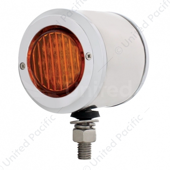 SS 2" Double Face Light With 9 LED 2" Lights & Bezels - Amber & Red LED/Amber & Red Lens