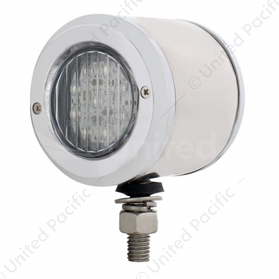 SS 2" Double Face Light With 9 LED 2" Lights & Bezels - Amber & Red LED/Clear Lens