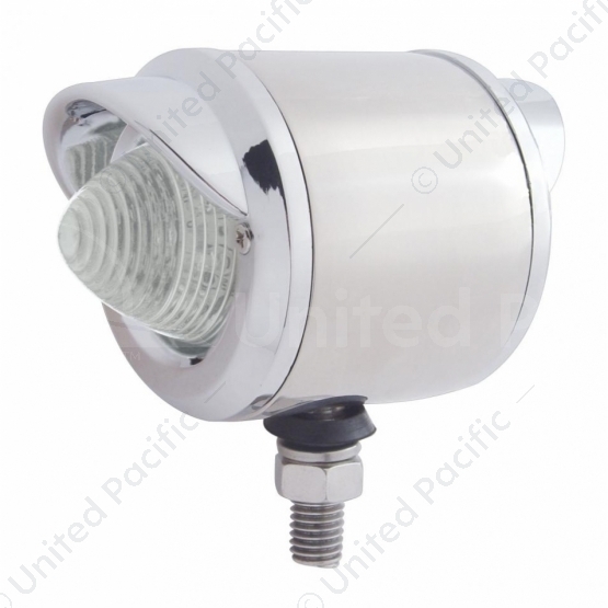 SS 2" Double Face Light With 9 LED 2" Beehive Lights & Visors - Amber & Red LED/Clear Lens