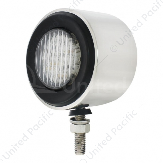 Stainless 2.5" Double Face Light With LED Lights & Grommets - Amber & Red LED/Clear Lens