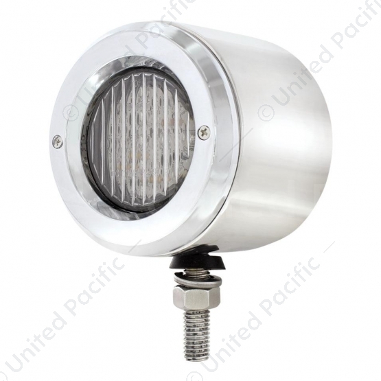 Stainless 2.5" Double Face Light With LED Lights & Bezels - Amber & Red LED/Clear Lens