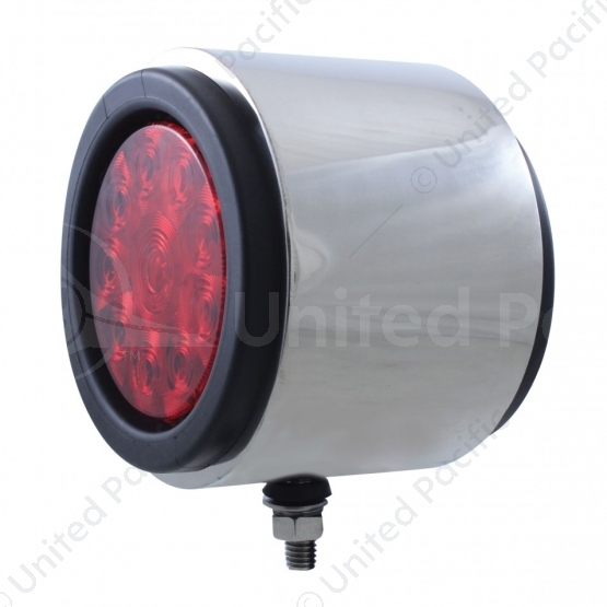 SS Double Face Light With 10 LED 4" Lights With Grommet - Amber & Red LED/Amber & Red Lens