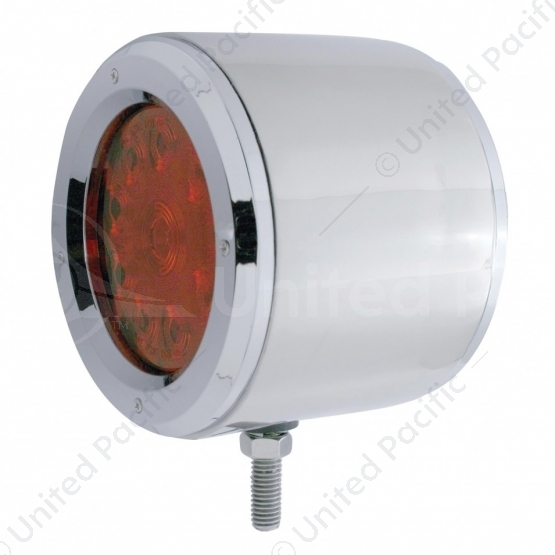 SS Double Face Light With 10 LED 4" Lights With Bezels - Amber & Red LED/Amber & Red Lens
