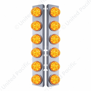 SS Front Air Cleaner Bracket With 12X 17 LED Watermelon Lights & SS Bezels For Peterbilt