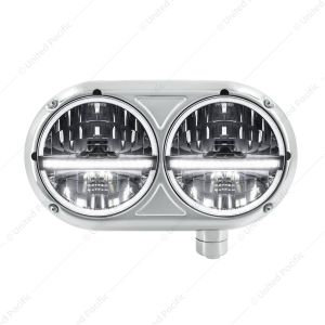 Headlight Assembly With 304 SS Housing & 20 LED Headlights W/LED Position Light For Peterbilt 359-Pa