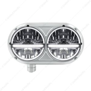 Headlight Assembly With 304 SS Housing & 20 LED Headlights W/LED Position Light For Peterbilt 359-Dr