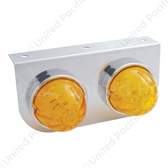 Stainless Light Bracket With 2X 17 LED Watermelon Lights - Amber LED/Amber Lens