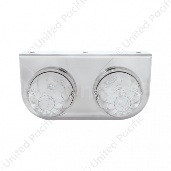 Stainless Light Bracket With 2X 17 LED Watermelon Lights - Amber LED/Clear Lens