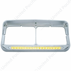 Chrome Rectangular Dual Headlight Bezel With 19 LED Light Bar