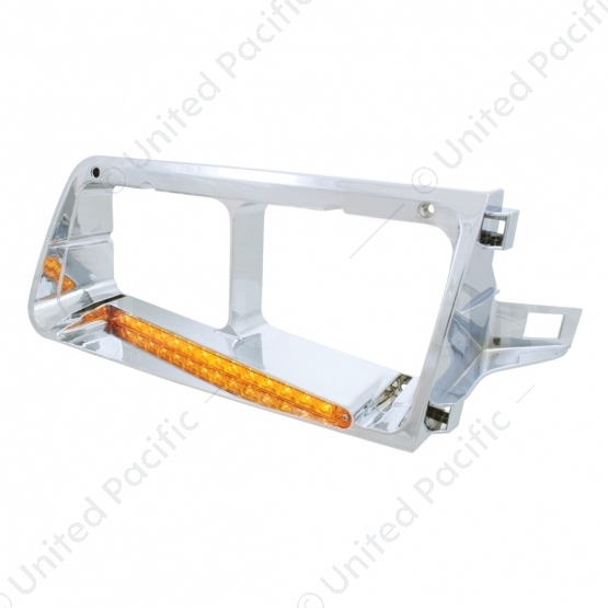 14 LED Headlight Bezel For 1989-2009 Freightliner FLD - Driver - Amber LED/Amber Lens