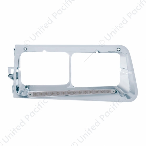 14 LED Headlight Bezel For 1989-2009 Freightliner FLD - Driver - Amber LED/Clear Lens