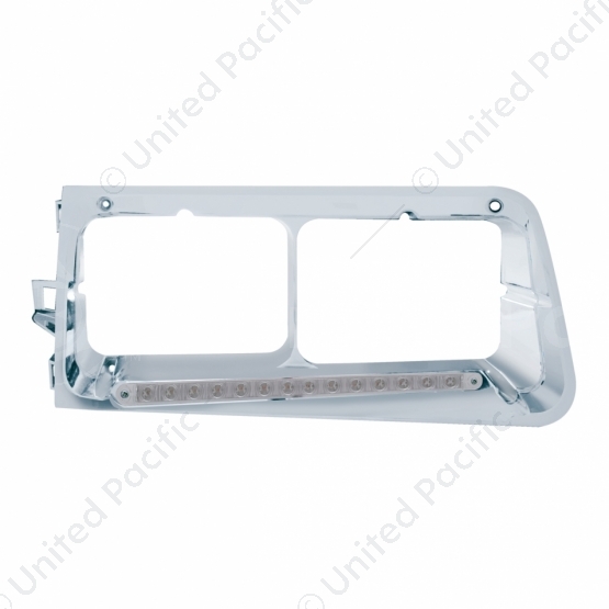 14 LED Headlight Bezel For 1989-2009 Freightliner FLD - Passenger - Amber LED/Clear Lens