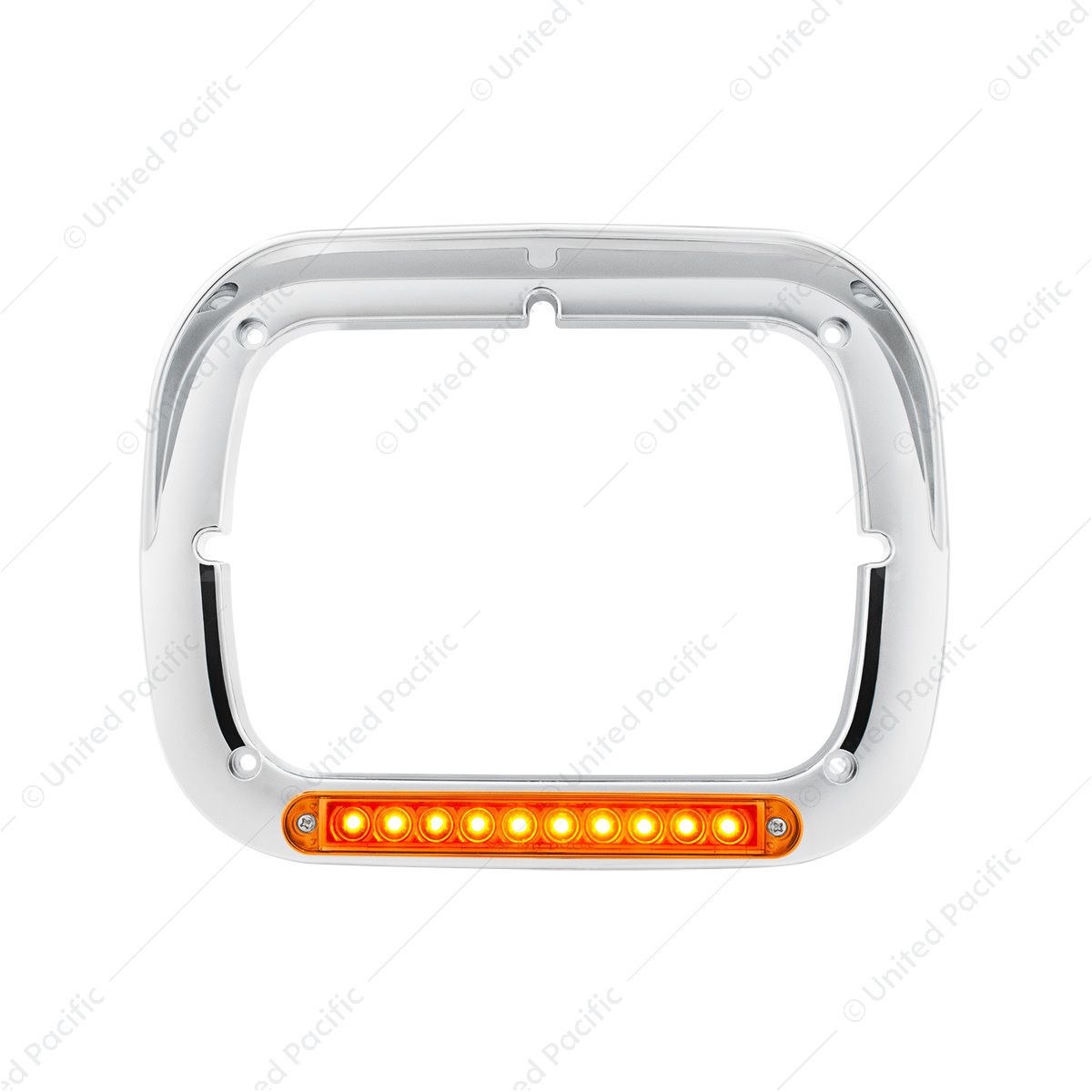 10 LED 5" x 7" Headlight Bezel With Visor - Amber LED/Amber Lens
