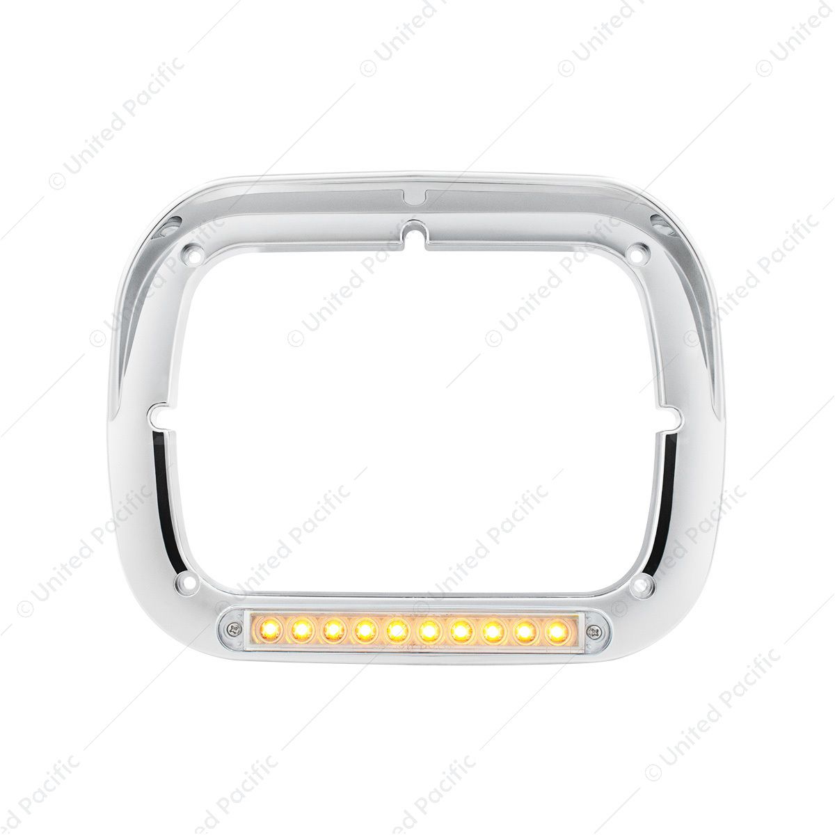 10 LED 5" x 7" Headlight Bezel With Visor - Amber LED/Clear Lens