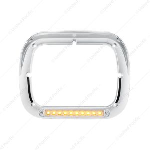 10 LED 5" x 7" Headlight Bezel With Visor - Amber LED/Clear Lens