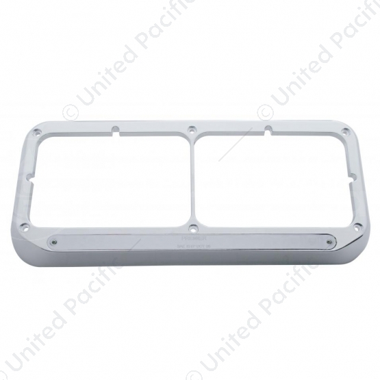 14 LED Chrome Rectangular Dual Headlight Bezel - Amber LED/Chrome Lens