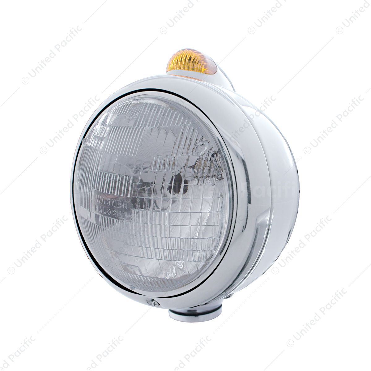 Stainless Steel Guide 682-C Headlight H6024 & Dual Mode LED Signal - Amber Lens