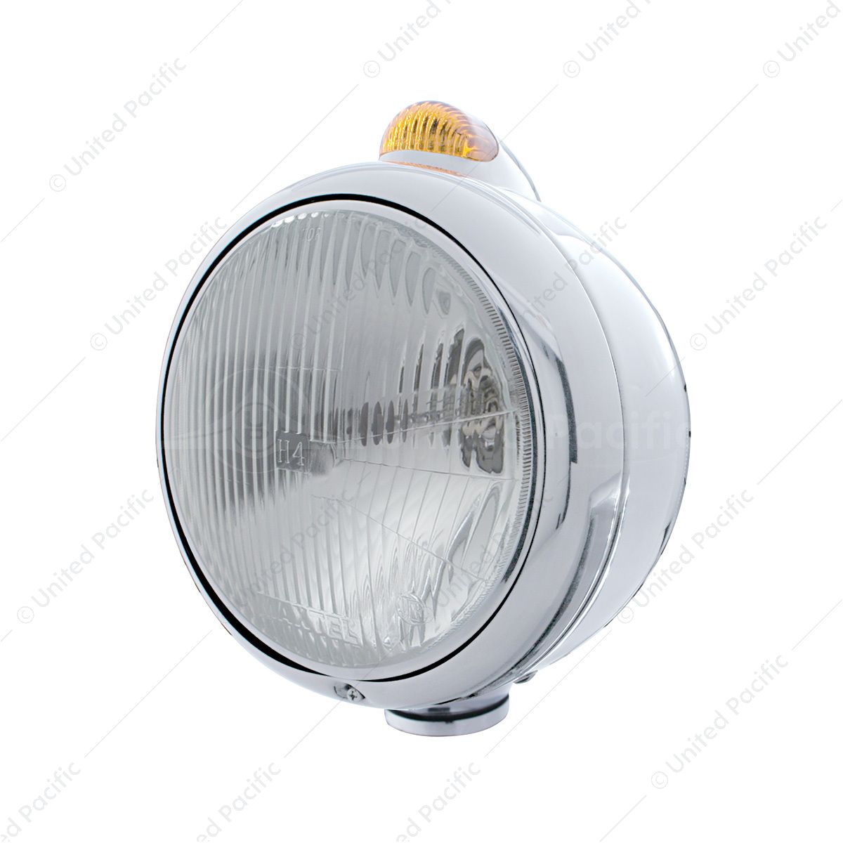 Stainless Steel Guide 682-C Headlight H4 & Dual Mode LED Signal - Amber Lens