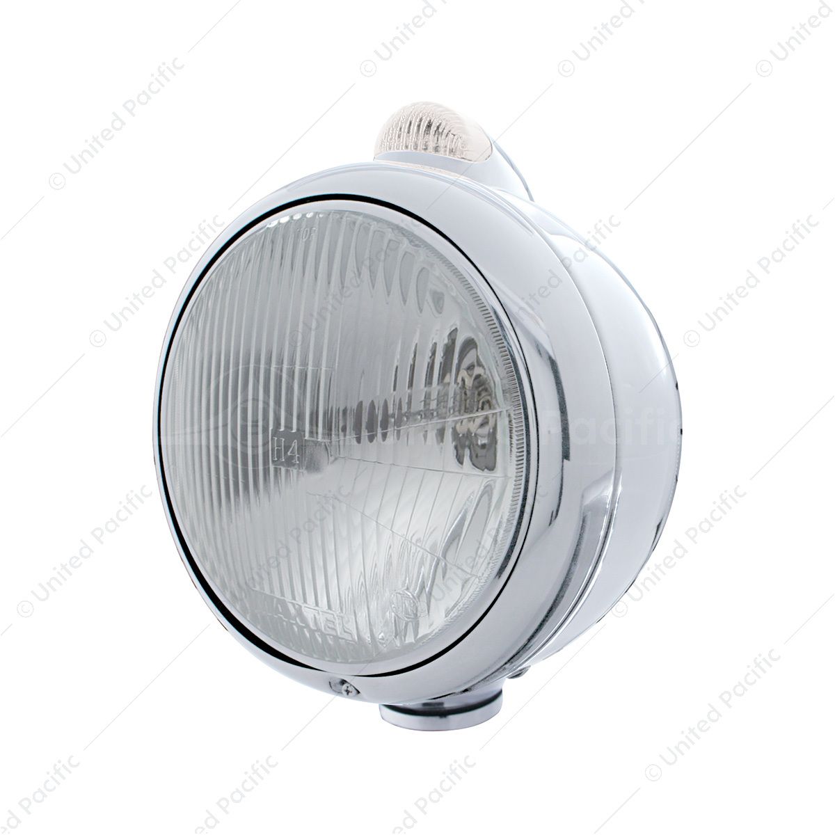 Stainless Steel Guide 682-C Headlight H4 & Dual Mode LED Signal - Clear Lens