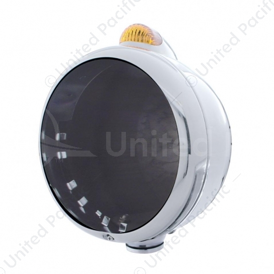 Chrome Guide 682-C Headlight No Bulb With Dual Mode LED Signal - Amber Lens