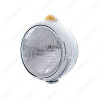 Chrome Guide 682-C Headlight 6014 & Dual Mode LED Signal - Amber Lens