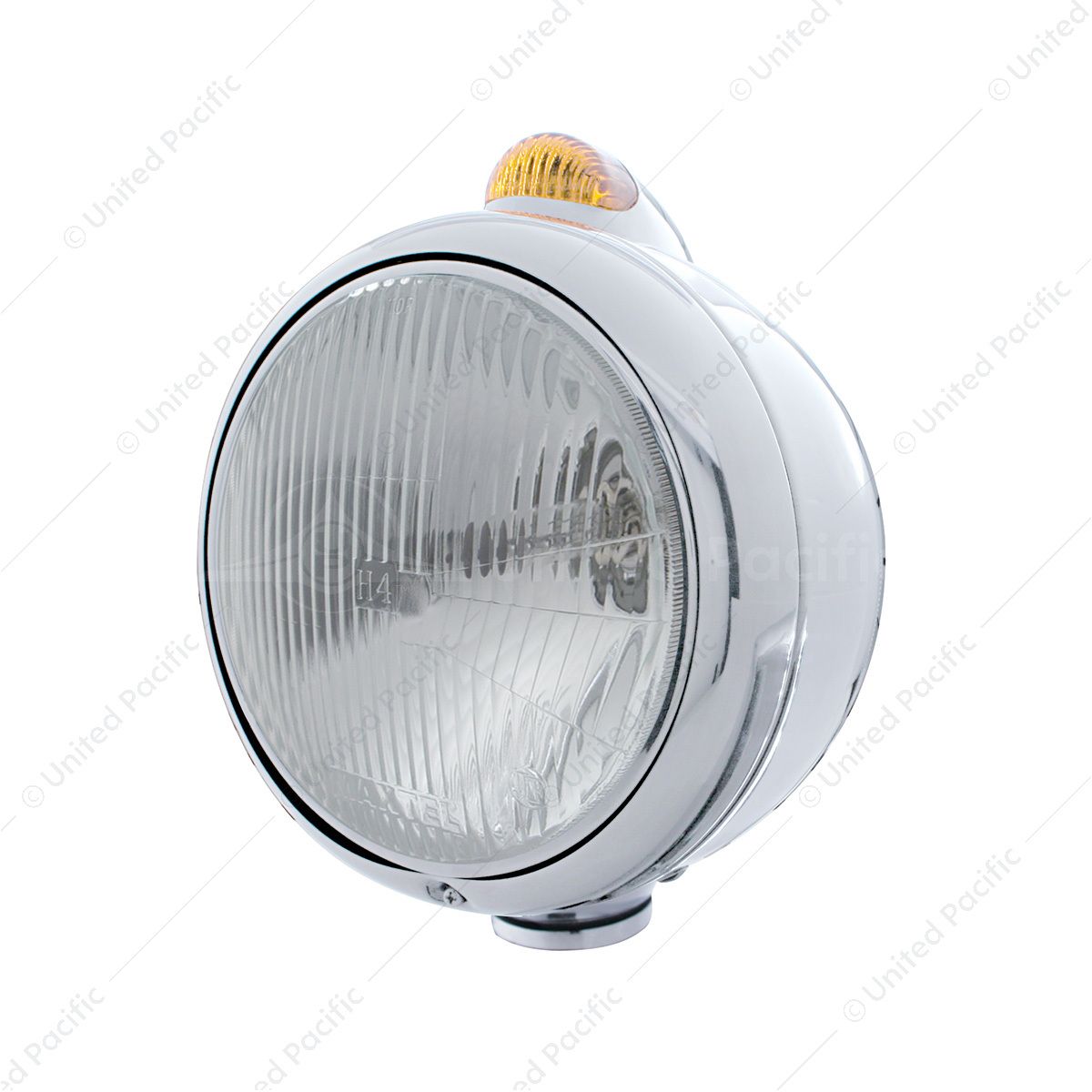 Chrome Guide 682-C Headlight H4 & Dual Mode LED Signal - Amber Lens