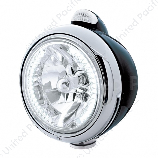 Black Guide 682-C Headlight H4 With White LED & LED Signal - Clear Lens