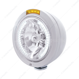Stainless Steel Bullet Classic Headlight H4 With White LED & Signal