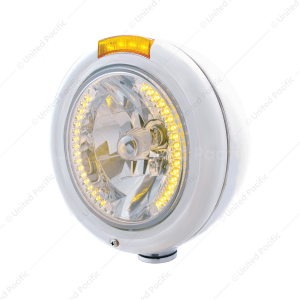 Stainless Steel Classic Headlight H4 With 34 Amber LED & Signal