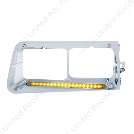 19 LED Headlight Bezel For 1989-2009 Freightliner FLD - Driver - Amber LED/Amber Lens