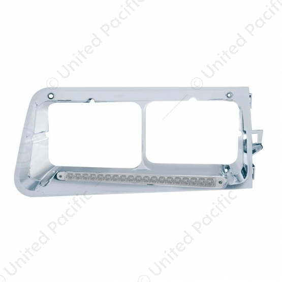 19 LED Headlight Bezel For 1989-2009 Freightliner FLD - Driver - Amber LED/Clear Lens