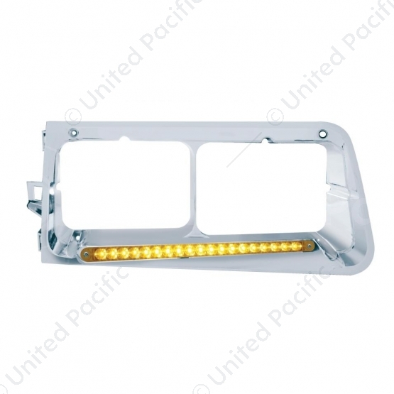 19 LED Headlight Bezel For 1989-2009 Freightliner FLD - Passenger - Amber LED/Amber Lens