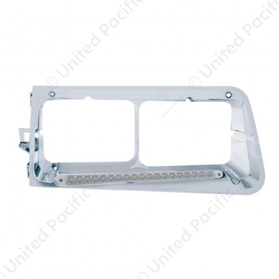 19 LED Headlight Bezel For 1989-2009 Freightliner FLD - Passenger - Amber LED/Clear Lens