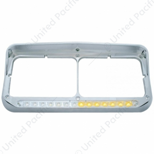Rectangular Dual Headlight Bezel With Visor And LED Sequential Light Bar