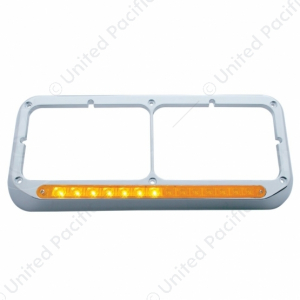 Rectangular Dual Headlight Bezel With LED Sequential Light Bar