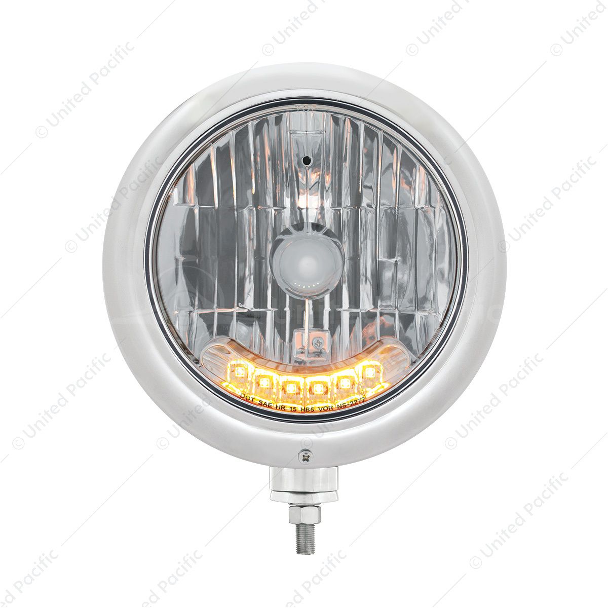 Chrome Classic Headlight H4 Bulb With 6 Amber LED