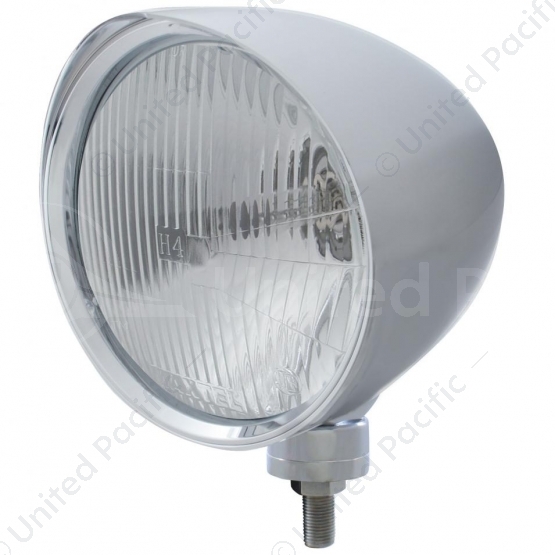 Chrome "Chopper" Headlight With Smooth Visor H4 Bulb