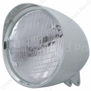 Motorcycle Chrome "Chopper" Headlight With Smooth Visor 6014 Bulb