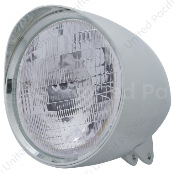 Motorcycle Chrome "Chopper" Headlight With Smooth Visor H6024 Bulb