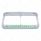 14 LED Chrome Rectangular Dual Headlight Bezel With Visor - Green LED/Clear Lens