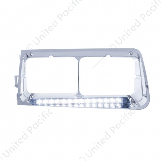 14 LED Headlight Bezel For 1989-2009 Freightliner FLD - Driver - White LED/Clear Lens