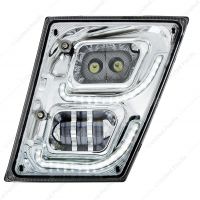 Chrome High Power LED Fog Light With LED DRL & Position Light for 2003-2017 Volvo VN/VNL - Driver