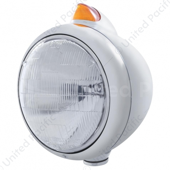 Stainless Steel Guide 682-C Headlight 6014 & Original Style LED Signal - Amber Lens