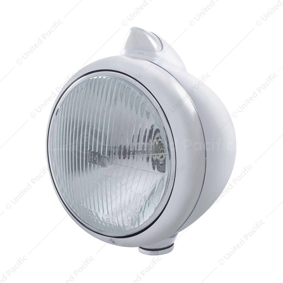 Stainless Steel Guide 682-C Headlight H4 & Original Style LED Signal - Clear Lens