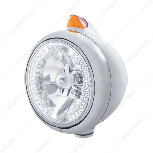 Stainless Steel Guide 682-C Headlight H4 With White LED & Original Style LED Signal