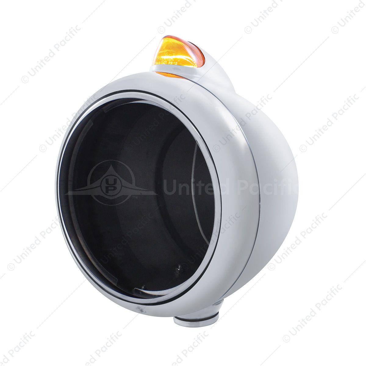 Chrome Guide 682-C Headlight No Bulb With Original Style LED Signal - Amber Lens