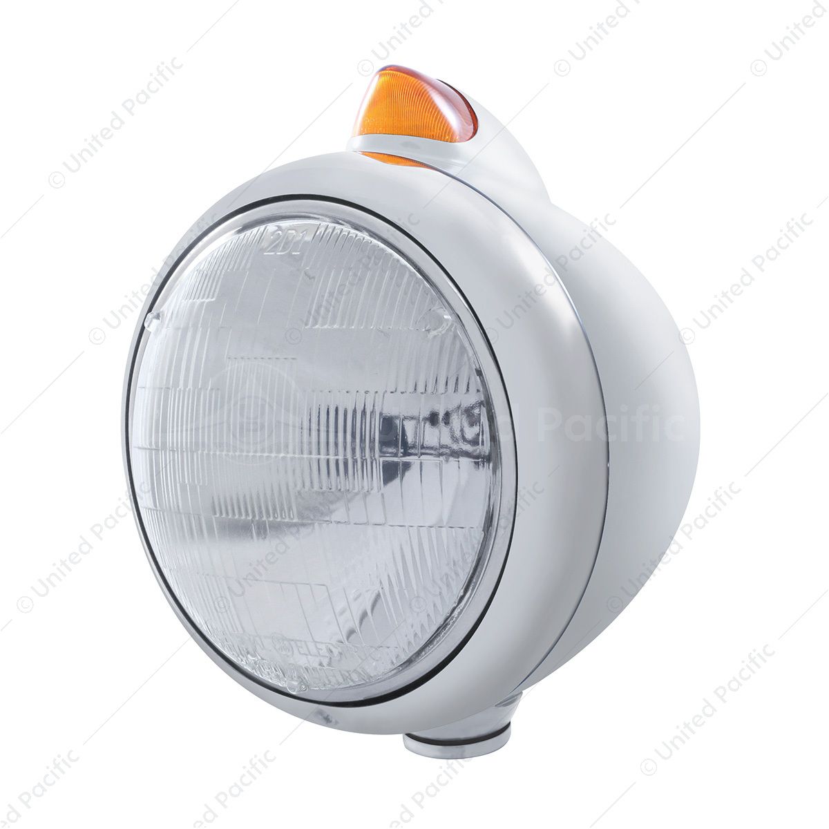 Chrome Guide 682-C Headlight 6014 & Original Style LED Signal - Amber Lens