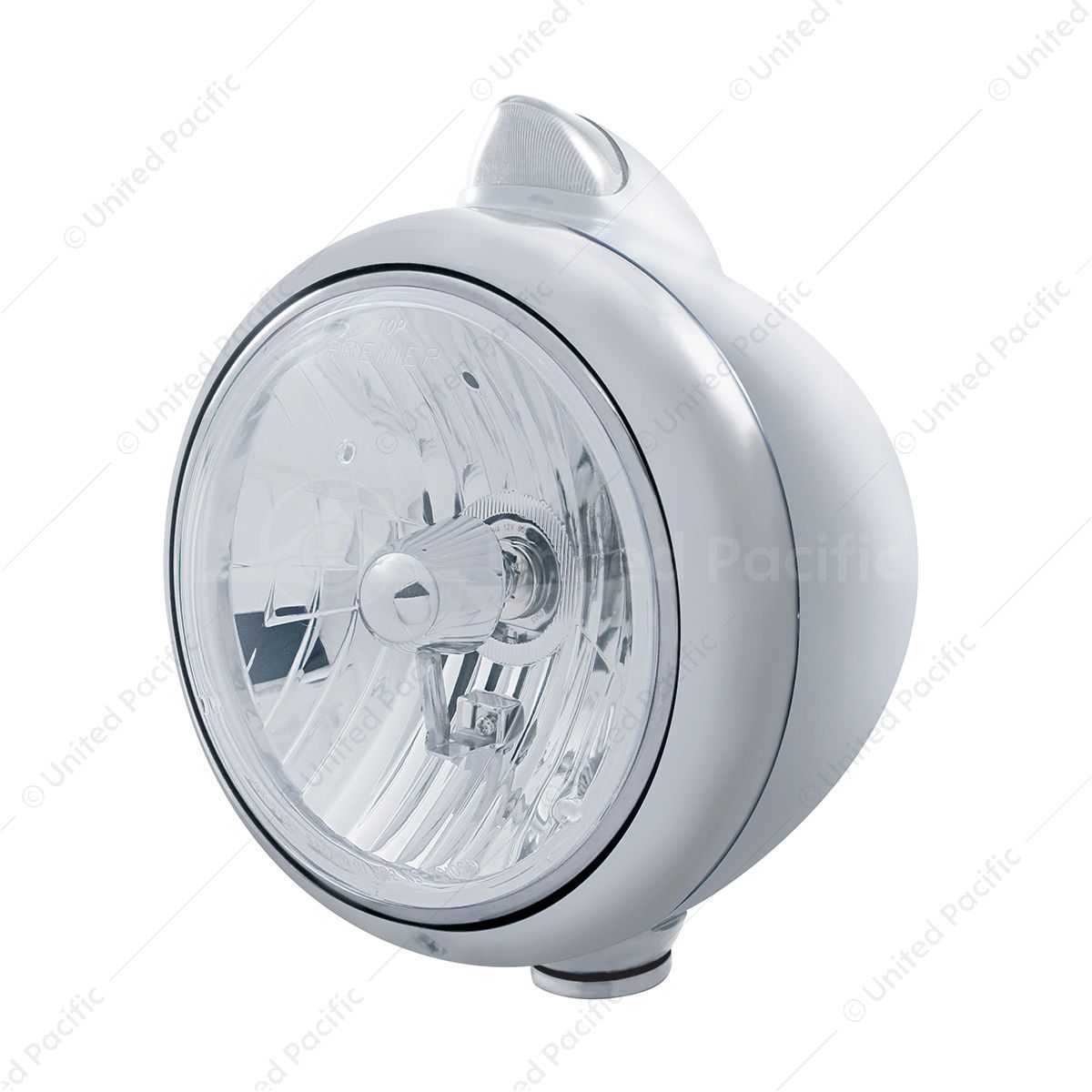 Chrome Guide 682-C Headlight Crystal H4 & Original Style LED Signal - Clear Lens