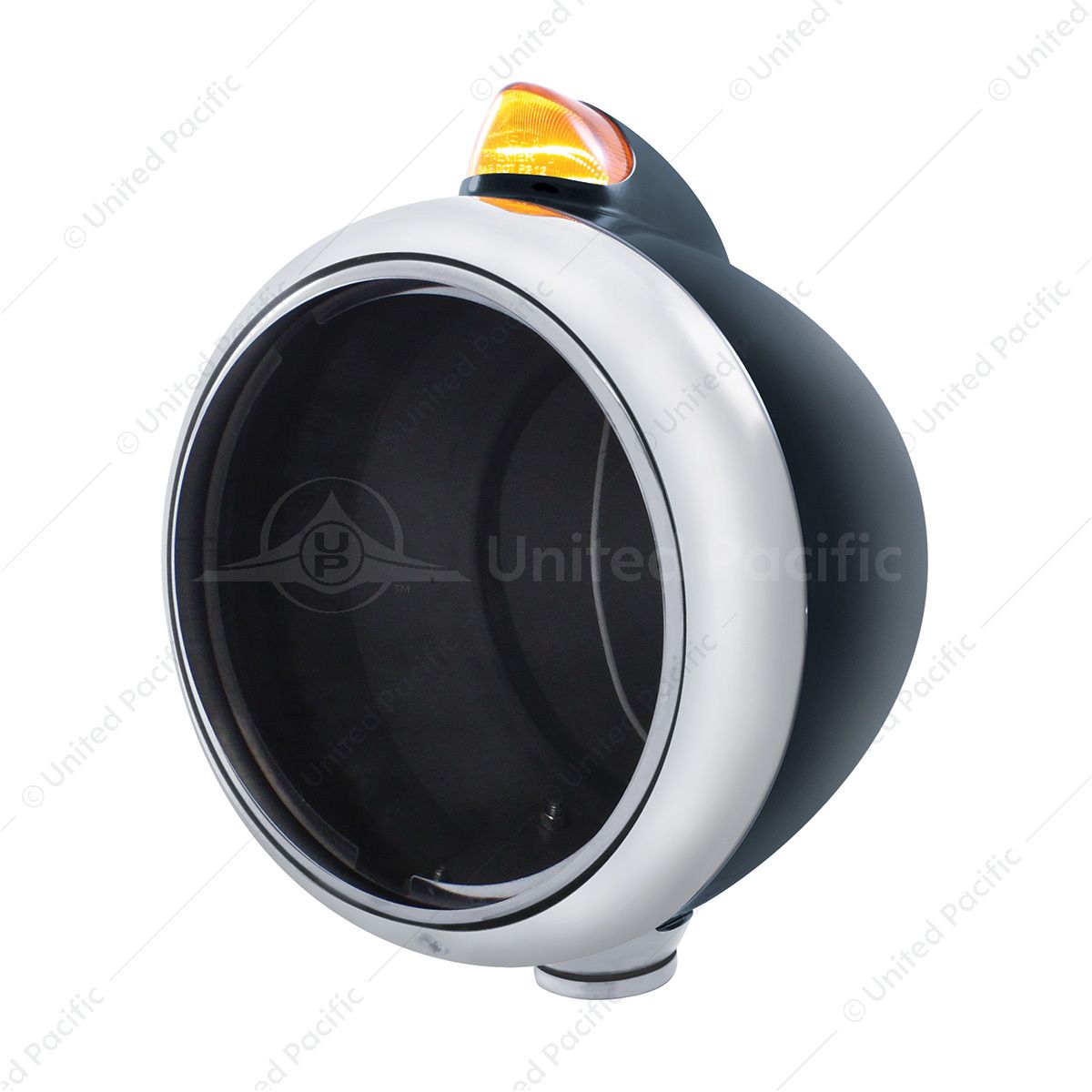 Black Guide 682-C Headlight No Bulb With Original Style LED Signal - Amber Lens
