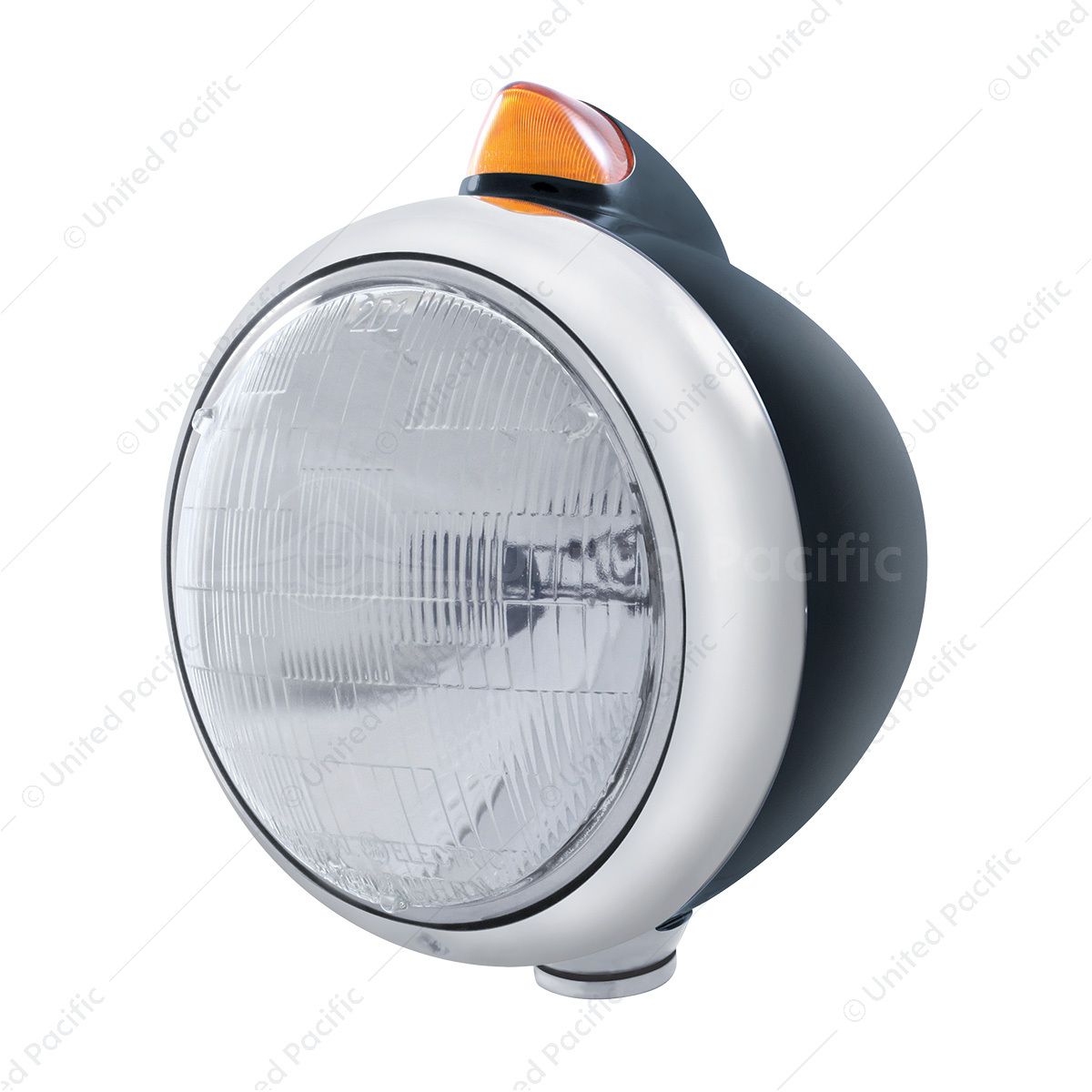 Black Guide 682-C Headlight 6014 & Original Style LED Signal - Amber Lens